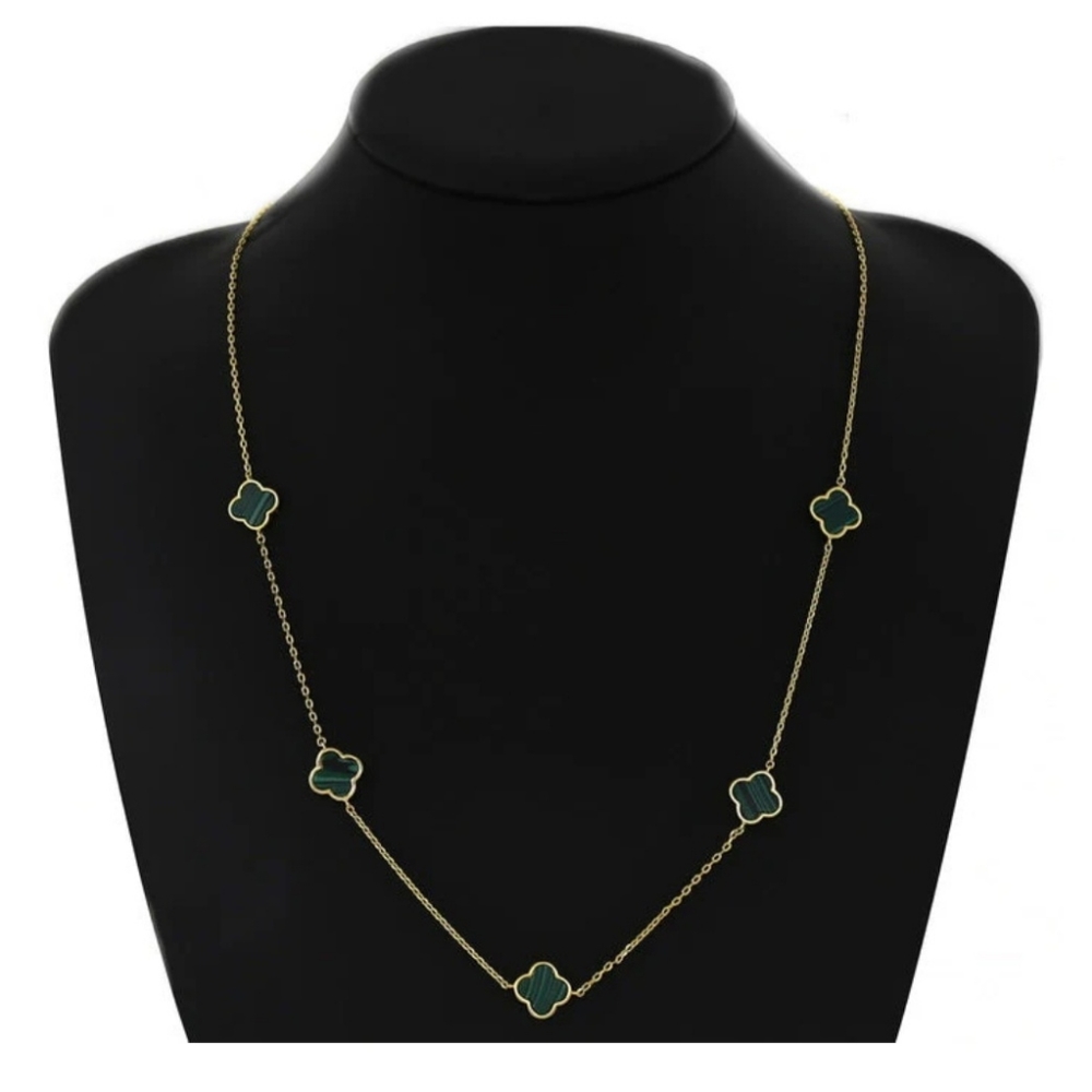 Quatrefoil Charm Station Gold Dipped Chain Necklace